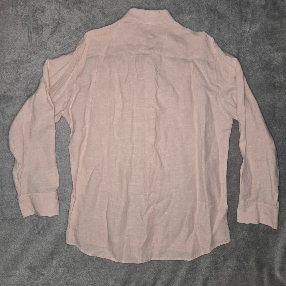 Tommy Bahama Relax Mens L Peach 100% Linen Long Sleeve Button Up Shirt Pocket - Picture 3 of 9